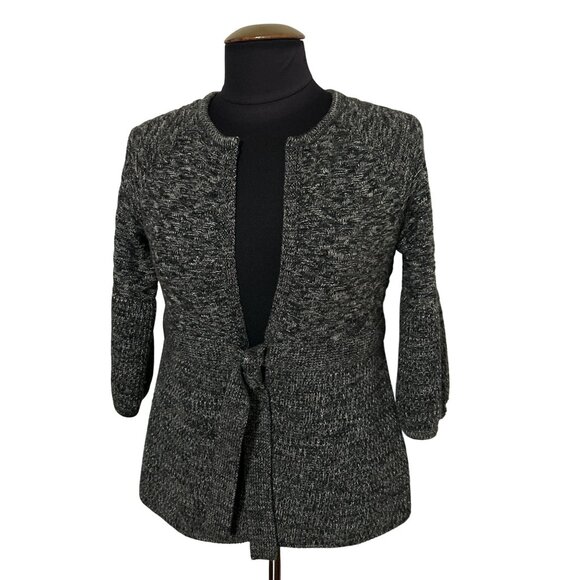 Calvin Klein Womens Tie Front Knit Cardigan Sweater Size S Gray Black - Picture 1 of 6